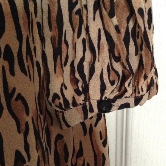 Sunday Best Women's Empire Waist Baby Doll Leopard Animal Print Mini Dress Tunic - Picture 6 of 8